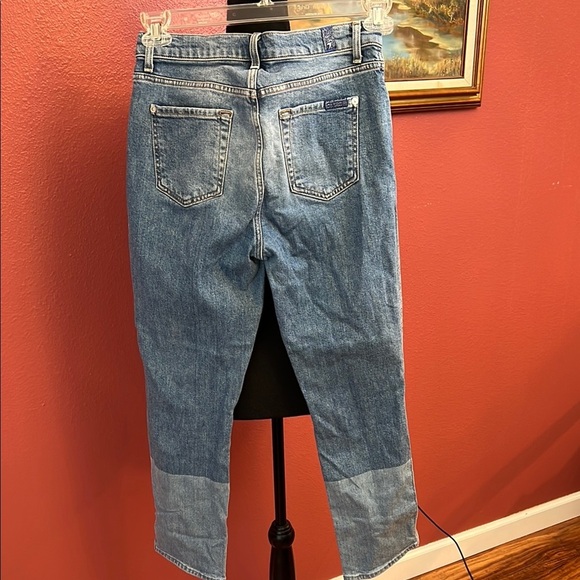 7 for all Mankind Edie High Rise Distressed Patch Work Jeans - Picture 6 of 10